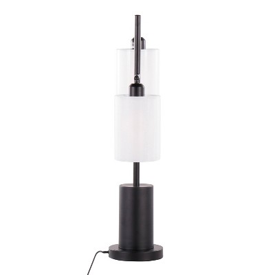 Adjustable Black Metal Table Lamp with White Shades