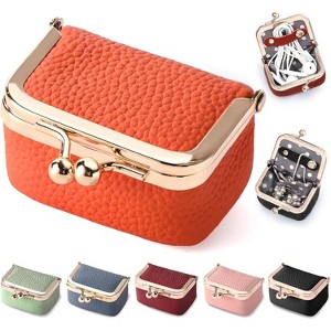 HTUTWOO Mini Jewelry Box, Travel Small Coin Purse Organizer Case, Genuine Leather Tiny Size For Rings Necklaces Earrings Bracelet Storage Box - 1 of 4