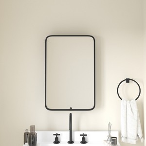 Emma and Oliver Metal Framed Bathroom Medicine Cabinet with Reversible, Recessed Design and Beveled Rounded Mirror - 1 of 4