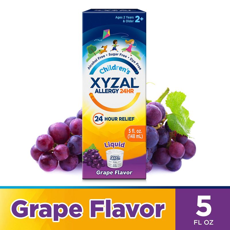 Children&#39;s Xyzal Levocetirizine Dihydrochloride Allergy Relief Liquid - Grape Flavor - 5 fl oz, 1 of 9