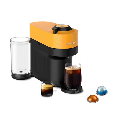 Nespresso Vertuo Pop+ Combination Espresso and Coffee Maker Mango Yellow: Freestanding, 12 Capsules, Auto Shut-Off