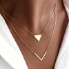 HTUTWOO Triangle Pendant Necklace V Shape Double Necklace Bosnian Style Minimalist Jewelry for Women - 2 of 4