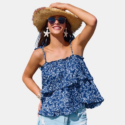 Women's Floral Print Tiered Cami Top - Cupshe