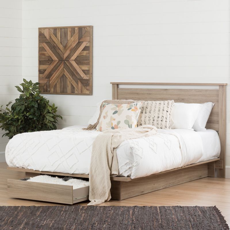 Queen Primo Platform Bed with Drawer Rustic Oak - South Shore, 5 of 9