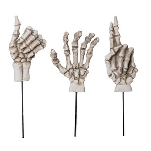 Transpac Resin Skeleton Hand Pick Set of 3 Halloween Home Decorations - 1 of 1