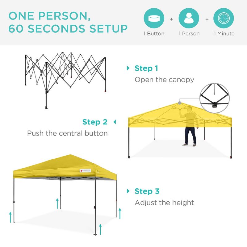 Best Choice Products 8x8ft Easy Setup Pop Up Canopy w/ 1-Button Setup, Wheeled Case, 4 Weight Bags, 2 of 9