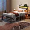 Twin Bed Frames for Kids Metal Platform Bed Frame with Upholstered Headboard Wood Storage Shelf Charging Station and LED Lights No Box Spring Needed - 4 of 4