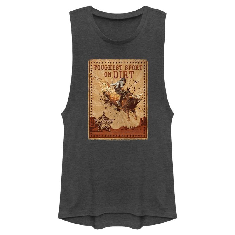 Juniors Womens Professional Bull Riders Toughest Sport on Dirt Festival Muscle Tee, 1 of 5