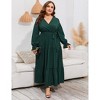 Plus Size Women's V-Neck long sleeve Maxi Dress High-Waist Pleated Hem for a Flattering and Elegant Look - 3 of 4