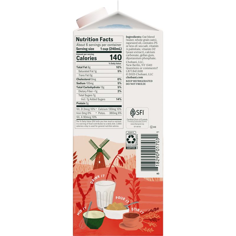 Chobani Extra Creamy Plant-Based Oatmilk  - 52 fl oz, 5 of 12