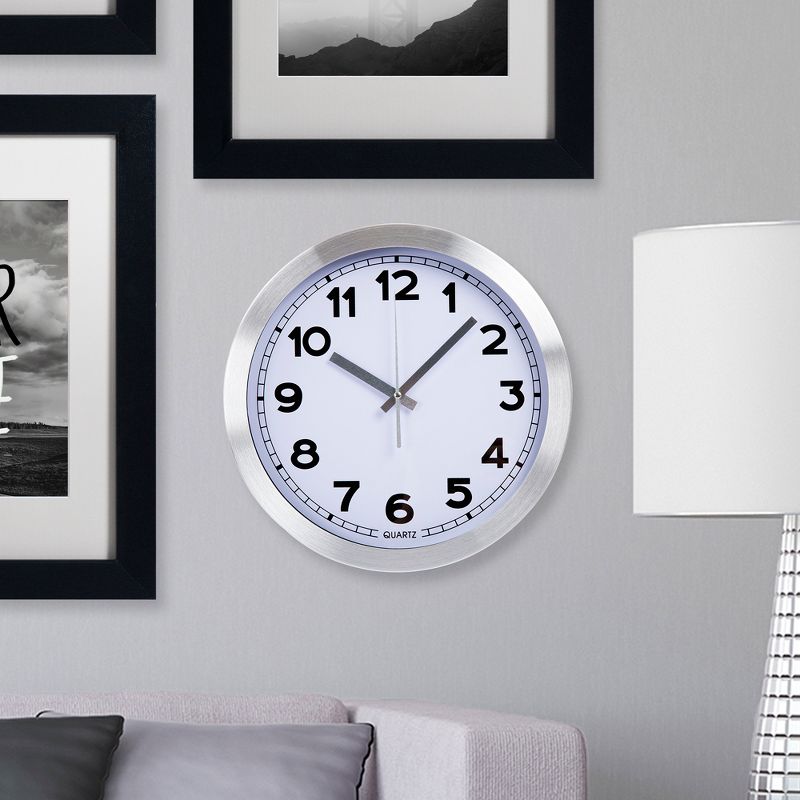 Everyday Home 12 Inch Brushed Aluminum Wall Clock, 2 of 5