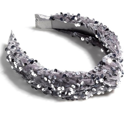 Shiraleah Knotted Sequins Headband, Grey