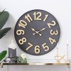 32"x32" Metal Wall Clock with Gold Numbers Black - CosmoLiving by Cosmopolitan: Silent, Round, Industrial Style - 2 of 4