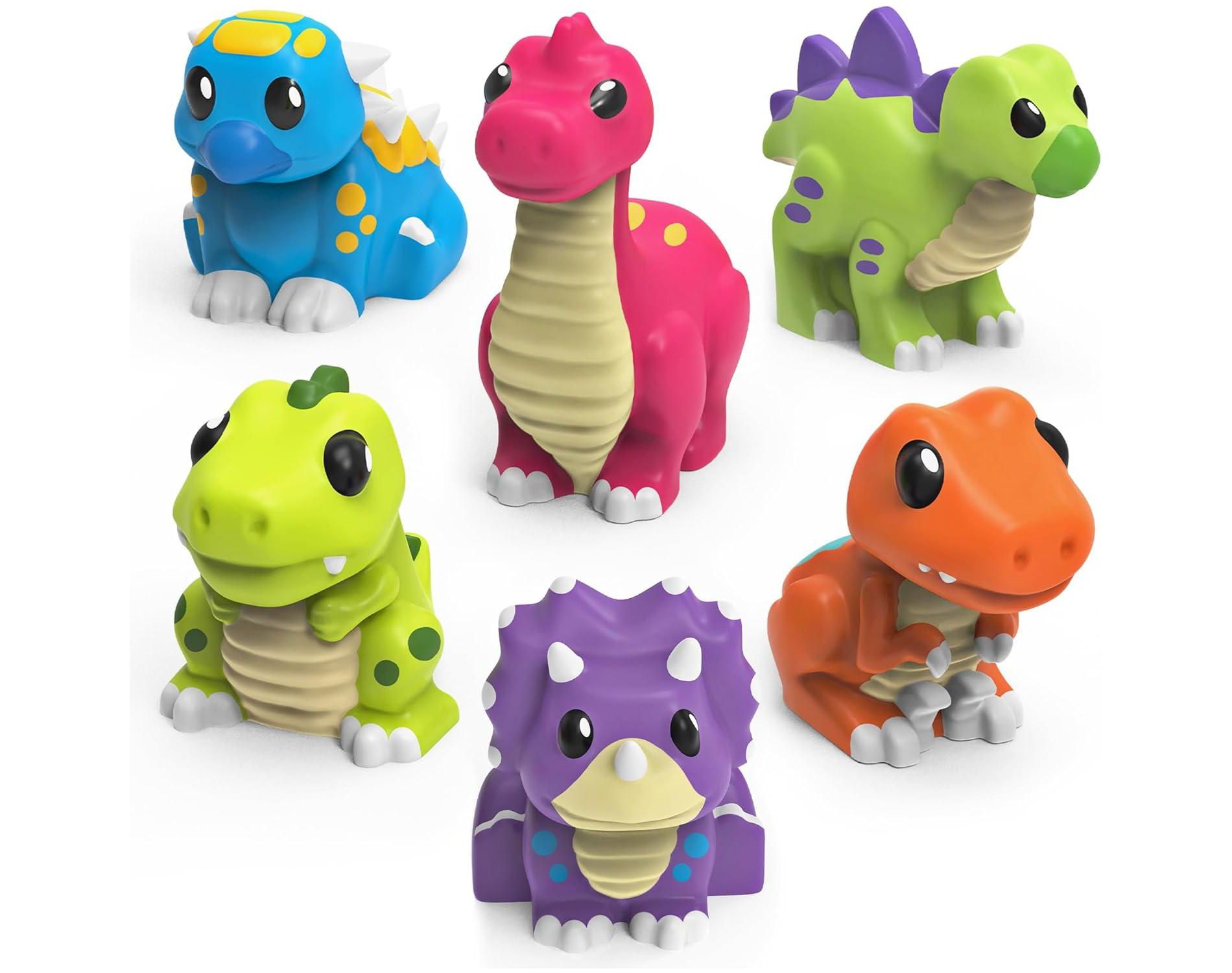 Tub Works Dinosaur Mold Free Bath Toys, 6 Pack