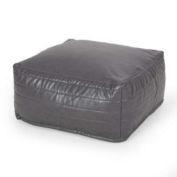 Baddow Contemporary Faux Leather Channel Stitch Rectangular Pouf - Christopher Knight Home