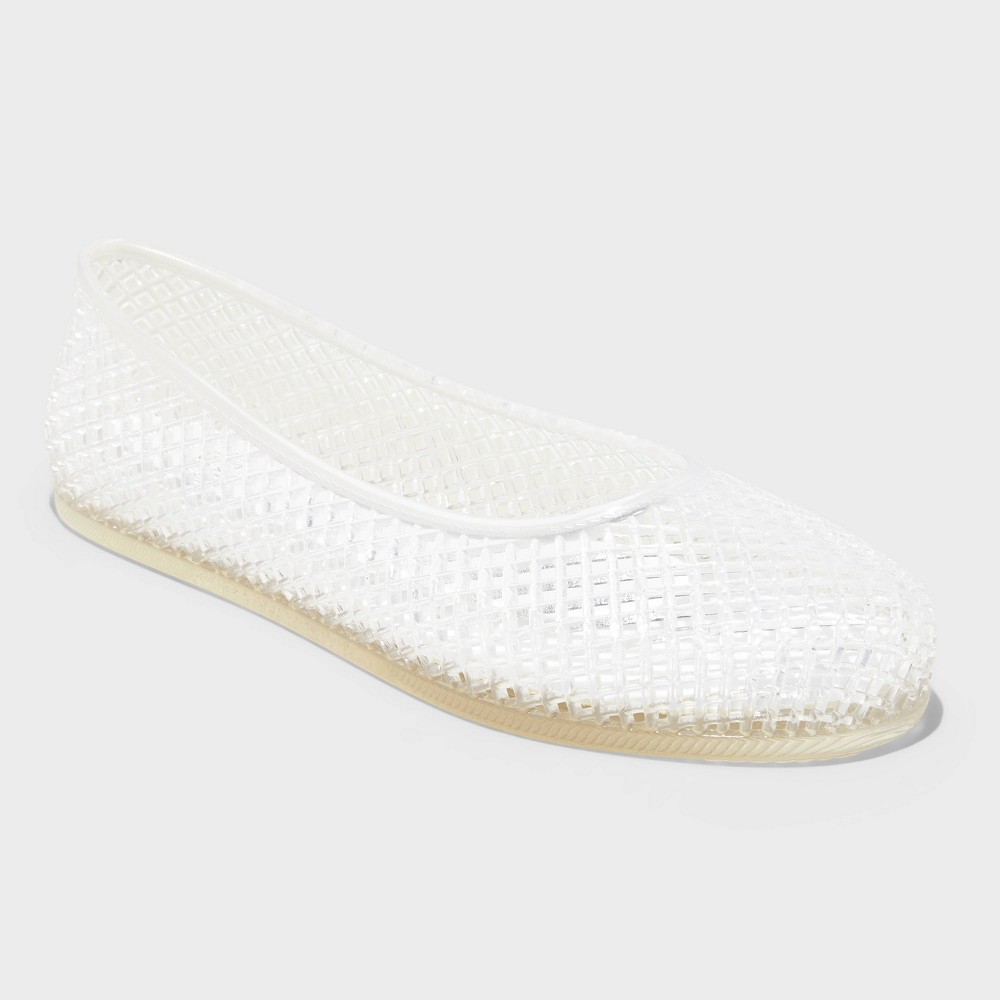 women's isabella jelly flats - wild fable™ clear 11: pull-on, textured outsole, round toe
