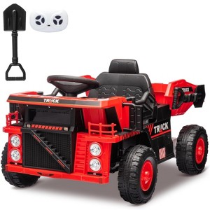 Ride on Dump Truck, 12 Volt Ride on Toys with Electric Dump Bed, Electric Car for Kids with Remote Control, Shoel, LED Lights, Musci Player - 1 of 4