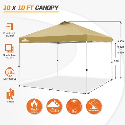Beige 10x10 ft Pop Up Canopy Tent with Adjustable Height