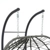 2 Persons Egg Chair with Stand Indoor Outdoor Swing Chair Patio Wicker Hanging Egg Chair Hanging Basket Chair with Stand - 3 of 4