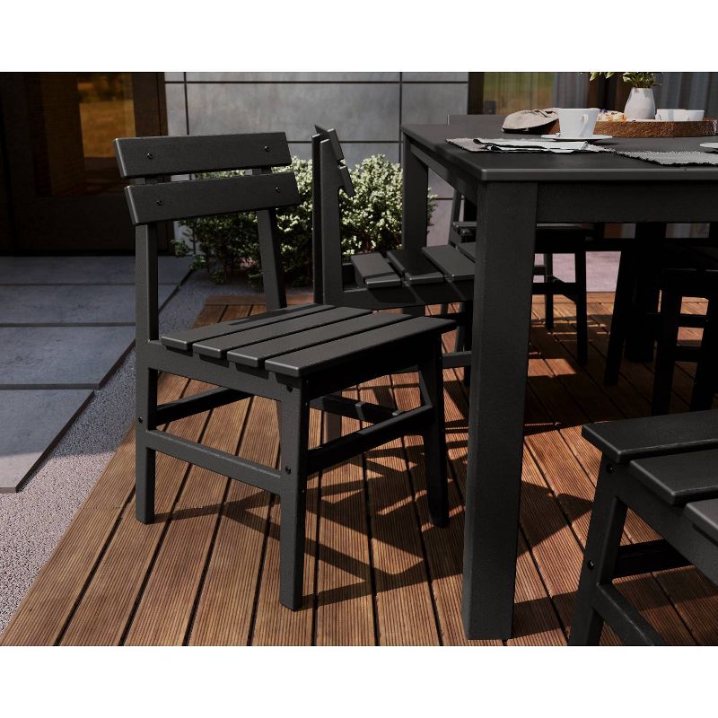 POLYWOOD 7pc Modern Studio Plaza Chairs and Parsons Table Outdoor Patio Dining Set, 4 of 5