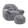 Lyngins Faux Fur Bean Bag Chairs for Kids and Adults,Lazy Chairs with Back Support and Ottoman for Living Room - 4 of 4