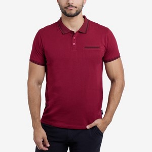 CULTURA Men's Short Sleeves 100% Cotton Polo With Jaquard Rib And Chest Rib Pocket - 1 of 4