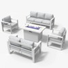 LayinSun 5 Pieces Aluminum Outdoor Patio Furniture Set, Metal Modern Conversation Sofa Set with Fire Pit Table and Washable Thick Cushions - 2 of 4