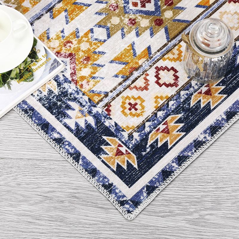 Washable Rug Boho Distressed Rug Stain Resistant Moroccan Accentt Carpet, 4 of 9