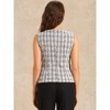 INSPIRE CHIC Women's Tweed Elegant Plaid Print Sleeveless Crew Neck Waist Buckle Back Zipper Top - 3 of 4