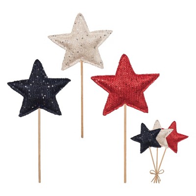 Transpac Plush Americana Star Pick Set of 3 Home Decorations Patriotic