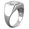 Slickblue Men’s Pave Accents, Square Design, Clear CZ Center, Polished Silver Tone, Stainless Steel Ring, size 8-13 - 4 of 4