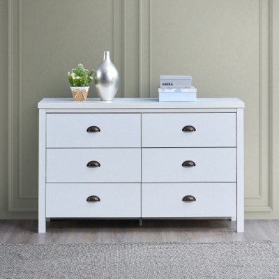 MasterDrawer Dresser with 6 Deep Drawers, Interlocking System, Pre-Assembled Glides, Classic White