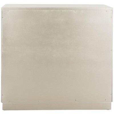 Gray Mirrored Glam Art Deco Accent Cabinet