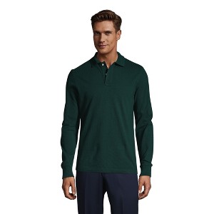 Lands' End School Uniform Young Men's Long Sleeve Mesh Polo Shirt - 1 of 3