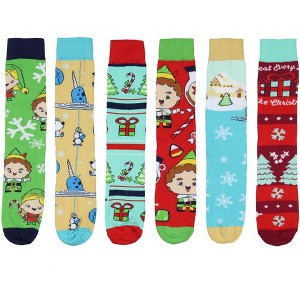 Elf The Movie Adult Holiday Buddy Inspired 6-Pack Crew Socks For Men And Women Mid-Calf Multicoloured - 1 of 4