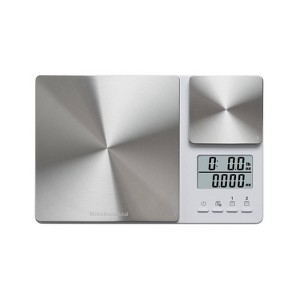 KitchenAid 11lb Dual Platform Kitchen Digital Food Scale Silver: Baking Scale with LCD Display, Stainless Steel - 1 of 4