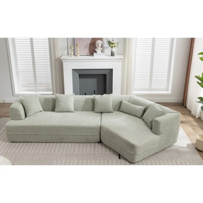 Modern Minimalist Modular Sectional Sofa, Plush No-Assembly Reversible Couch w/ Crocheted & Anti-Wrinkle Fabric