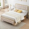 Homhougo Full Size Bed Frame, Upholstered Bed Frame with Button Tufted Headboard, Heavy Duty Metal Easy Assembly, No Box Spring Needed, Grey - 2 of 4