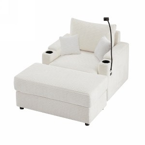 CLIHOME 41.7" Modern Style Single Sofa Sofa Couch with Storage Space, A Movable Ottoman, Two USB Ports, Two Cup Holders - 1 of 4