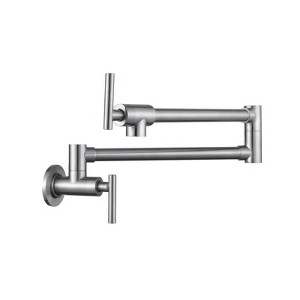 Yukimo Wall Mount Folding Kitchen Pot Filler Faucet, Brass Faucet with 360° Swivel Arm and Dual Handles - 1 of 4