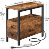 End Table with Charging Station, Narrow Side Table with 2 Drawer & USB Ports & Power Outlets - 3 of 4