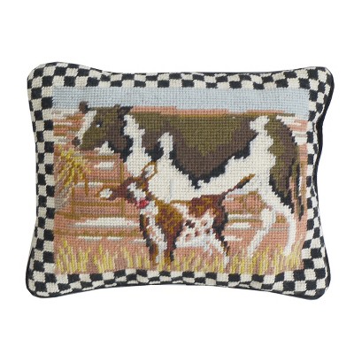 C&F Home 9" x 11" Needlepoint 4 Seasons Country Cow Needlepoint Throw Pillow