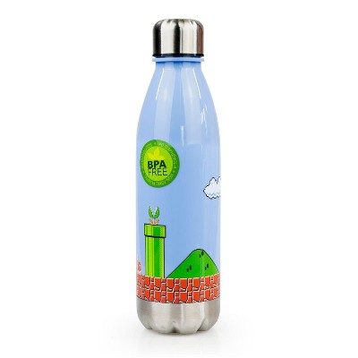 Nintendo Super Mario Bros 17 oz Water Bottle. Plastic with metal cap. 10  inches