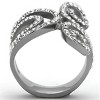 Slickblue Women's Polished Stainless Steel Ring, Clear Synthetic Crystal Accent, Classic Style Band, Size 5-10 - 3 of 4