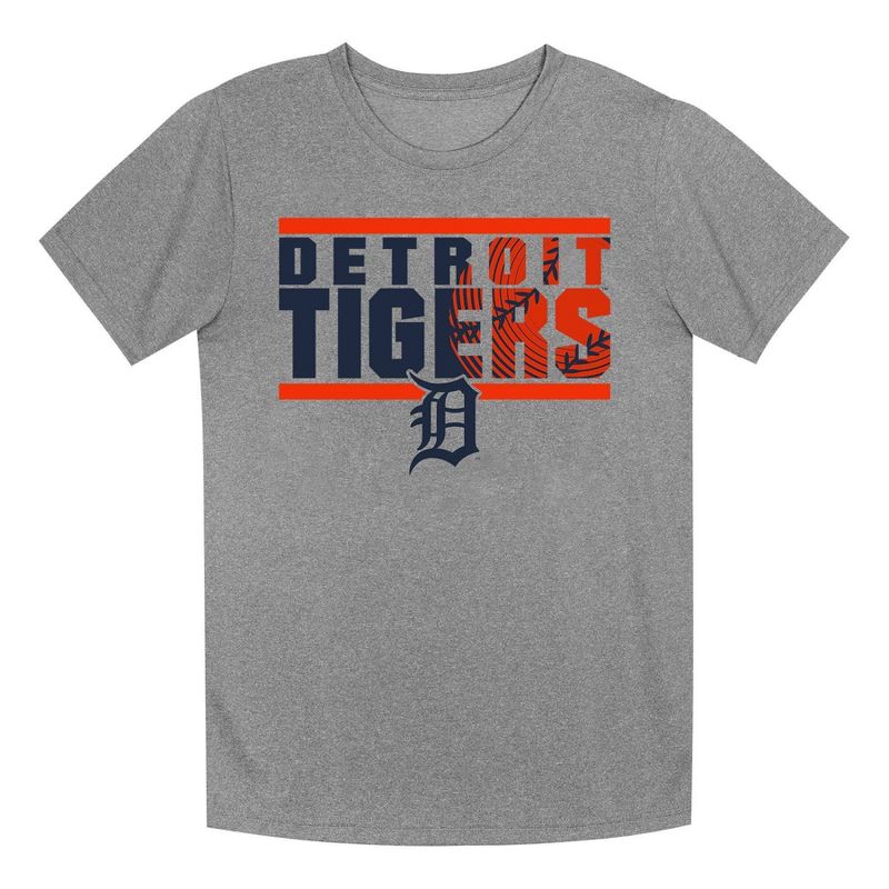 MLB Detroit Tigers Boys&#39; Gray Poly T-Shirt, 1 of 2