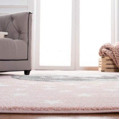 Handmade Pink and Grey Square Kids Rug, 5'3"