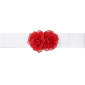 INSPIRE CHIC Women's Large Chiffon Rose Double-Flower Elastic Stretch Wide Corset Waist Belt 1 Pc - 1 of 4