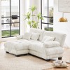 TiramisuBest Chenille Sectional Sofa, 2-Seater with Lumbar & Throw Pillows, Upholstered Wide Arm Sofa with Convertible Ottoman, White - 3 of 4