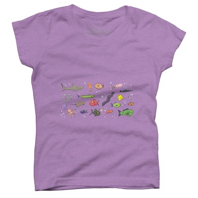 Girl's Design By Humans Funny sea creatures cartoon illustration By thefrogfactory T-Shirt