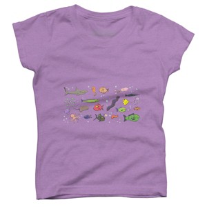 Girl's Design By Humans Funny sea creatures cartoon illustration By thefrogfactory T-Shirt - 1 of 3